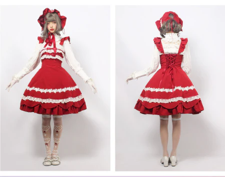 Solid Color Lolita Casual Dress Floral Dress JSK - Image 3