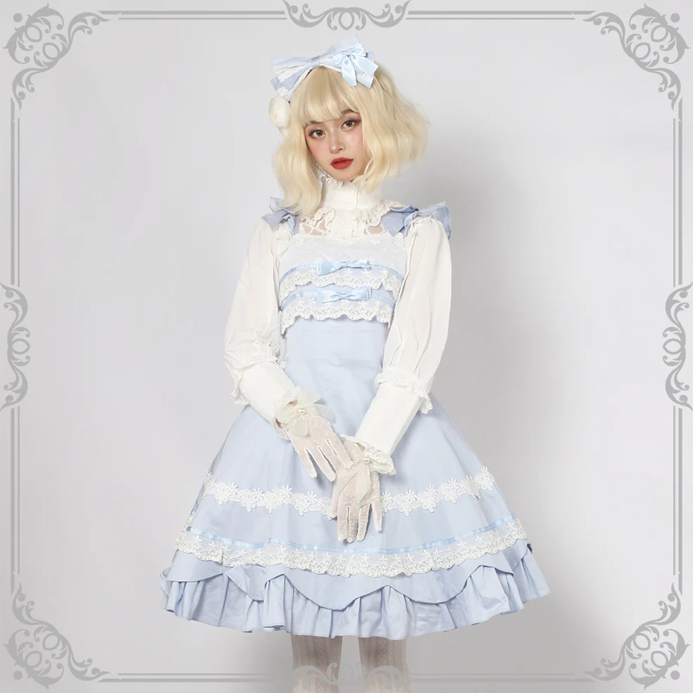 Solid Color Lolita Casual Dress Floral Dress JSK - Image 7