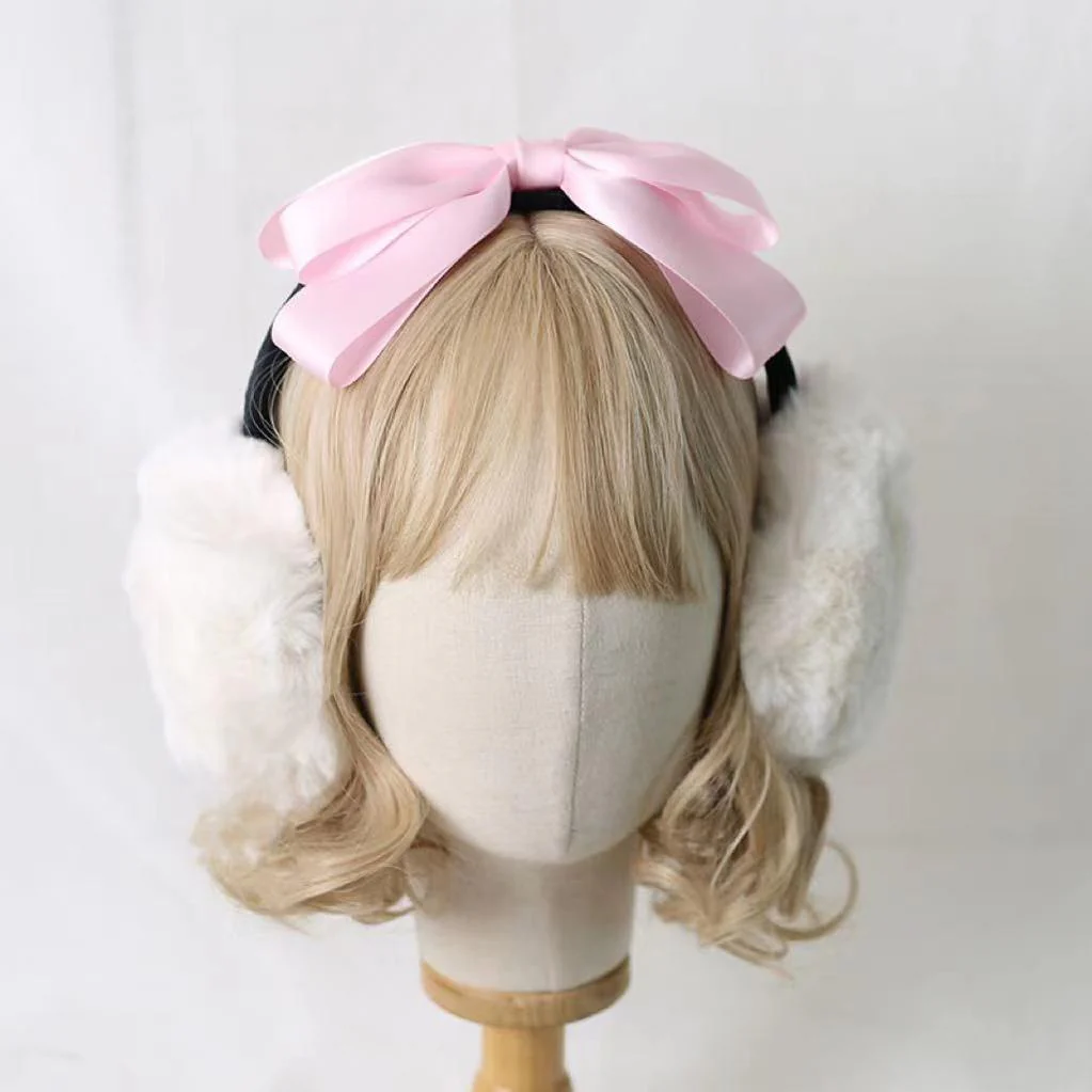 Xiaogui - Winter Lolita Earmuff Bow Plush Earmuff Ear Protector - Image 10