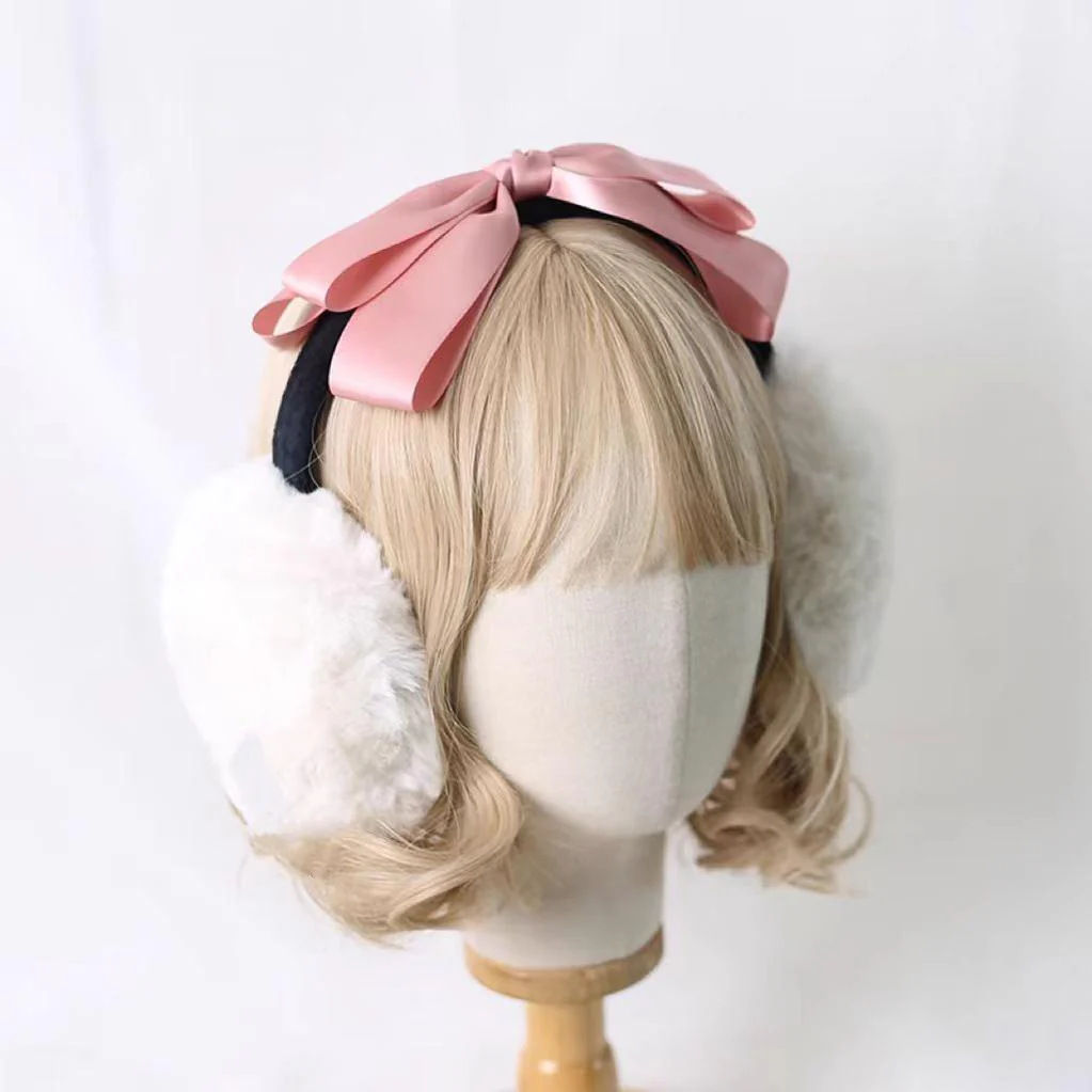 Xiaogui - Winter Lolita Earmuff Bow Plush Earmuff Ear Protector - Image 12