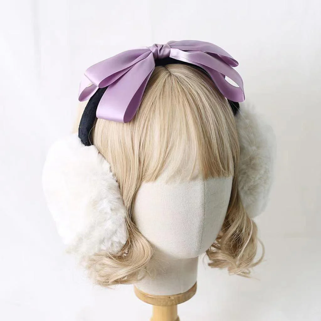 Xiaogui - Winter Lolita Earmuff Bow Plush Earmuff Ear Protector - Image 6