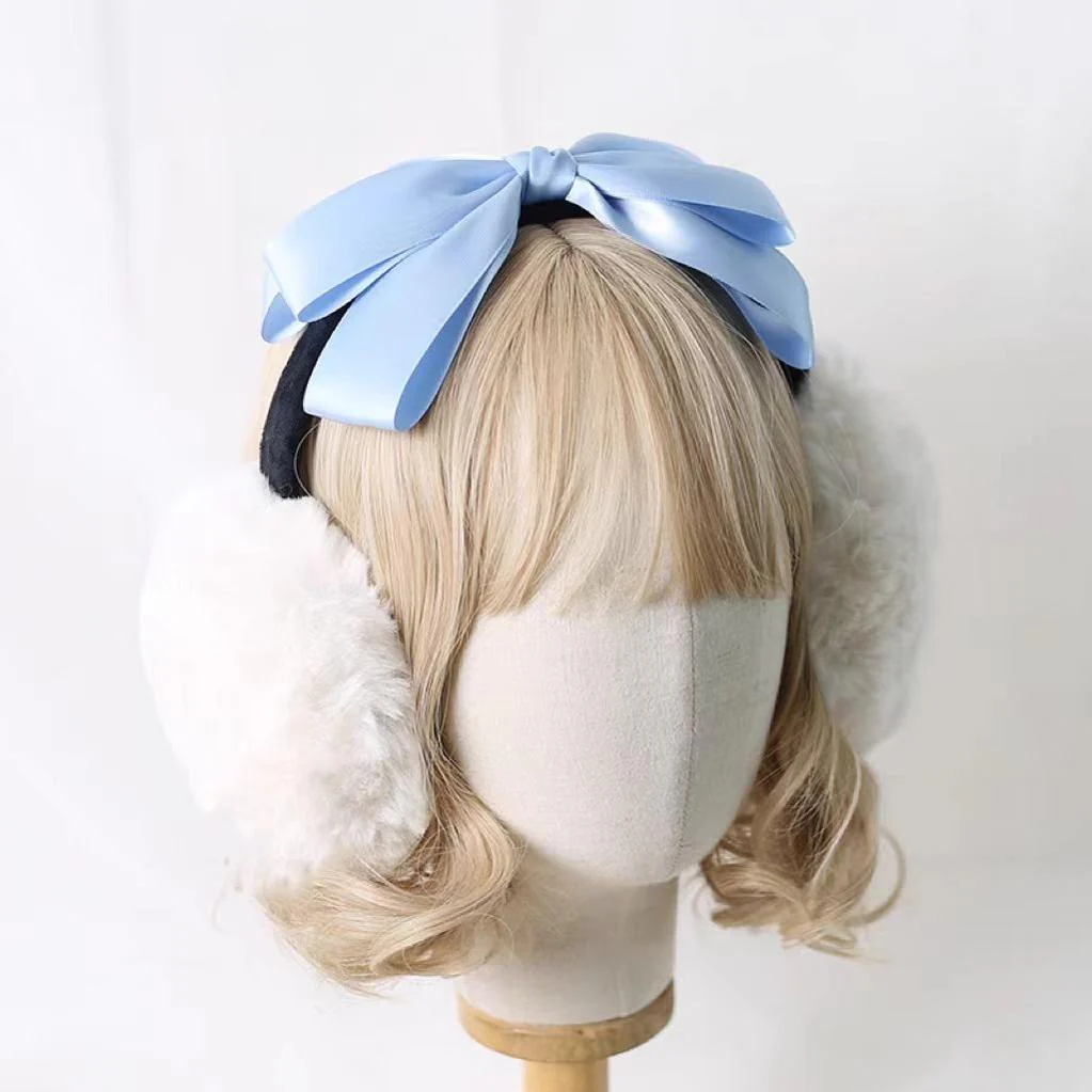 Xiaogui - Winter Lolita Earmuff Bow Plush Earmuff Ear Protector - Image 7