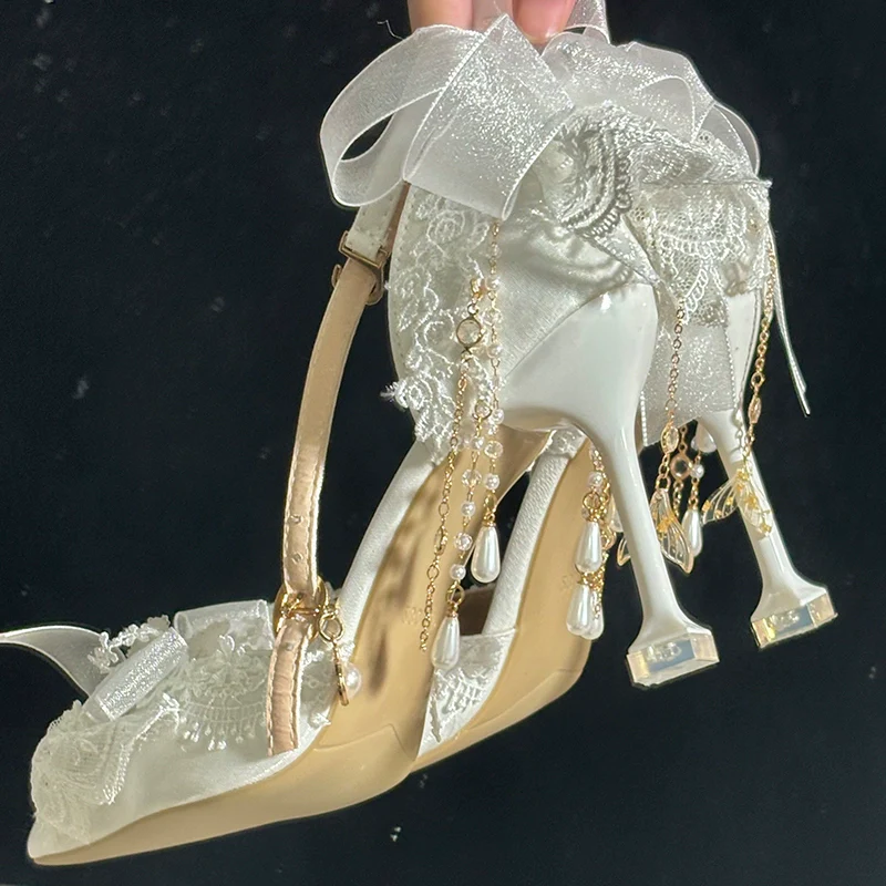 Bridal Lolita Heels Wedding Shoes with Lace - Image 10