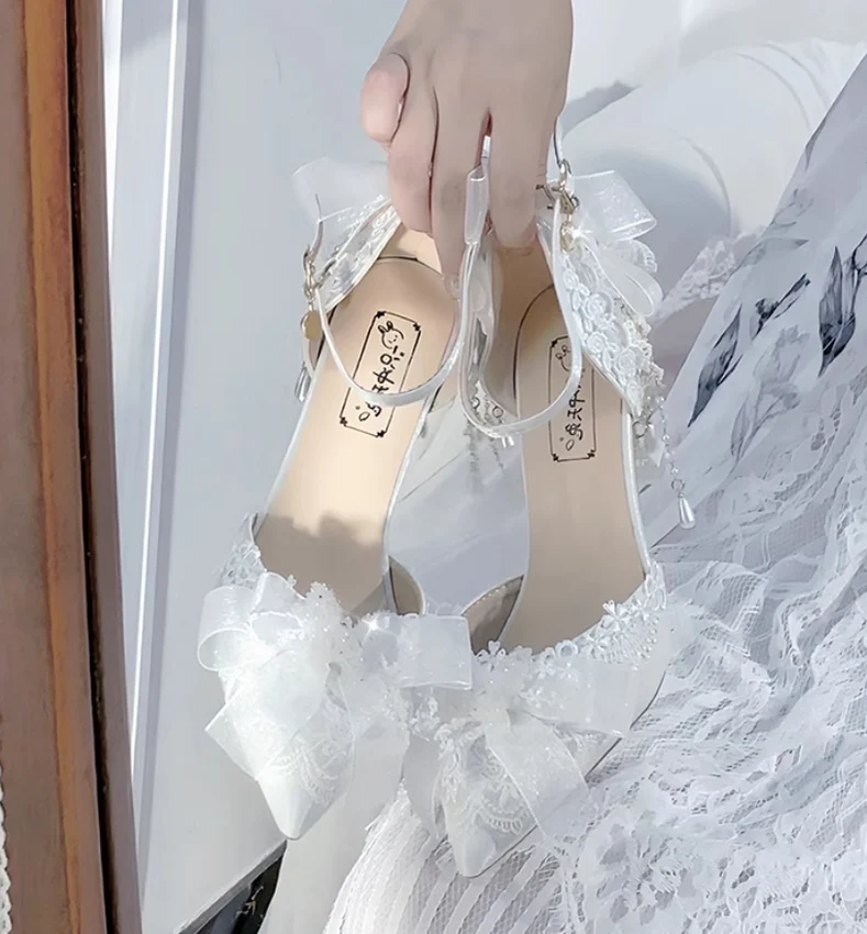Bridal Lolita Heels Wedding Shoes with Lace - Image 6