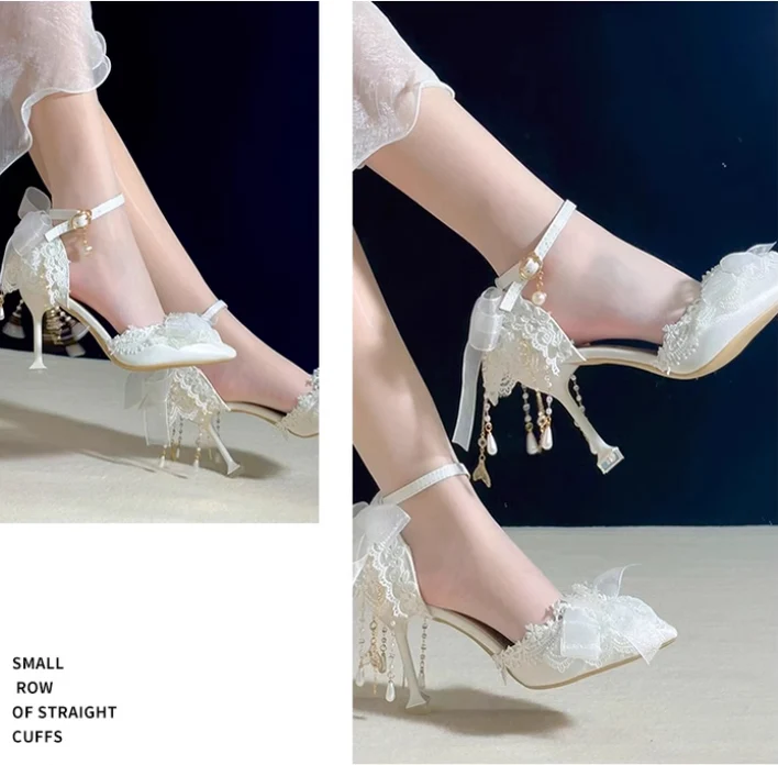 Bridal Lolita Heels Wedding Shoes with Lace - Image 9