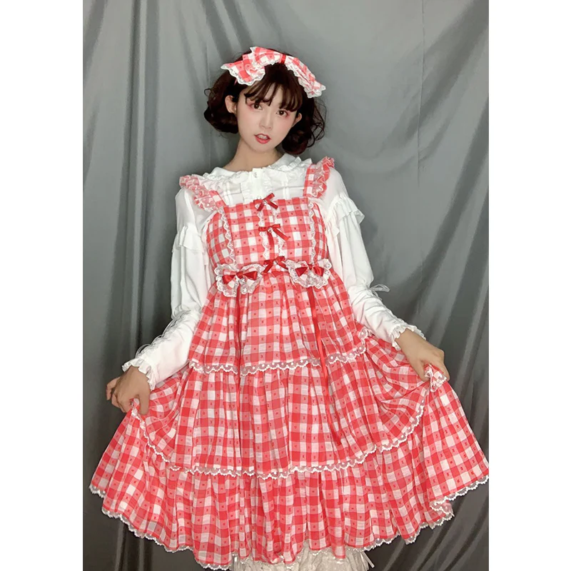 Plus Size Lolita Jumper Dress Plaid Sweet JSK - Image 3