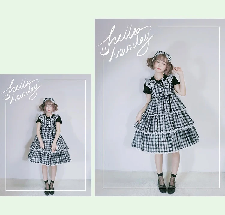 Plus Size Lolita Jumper Dress Plaid Sweet JSK - Image 5