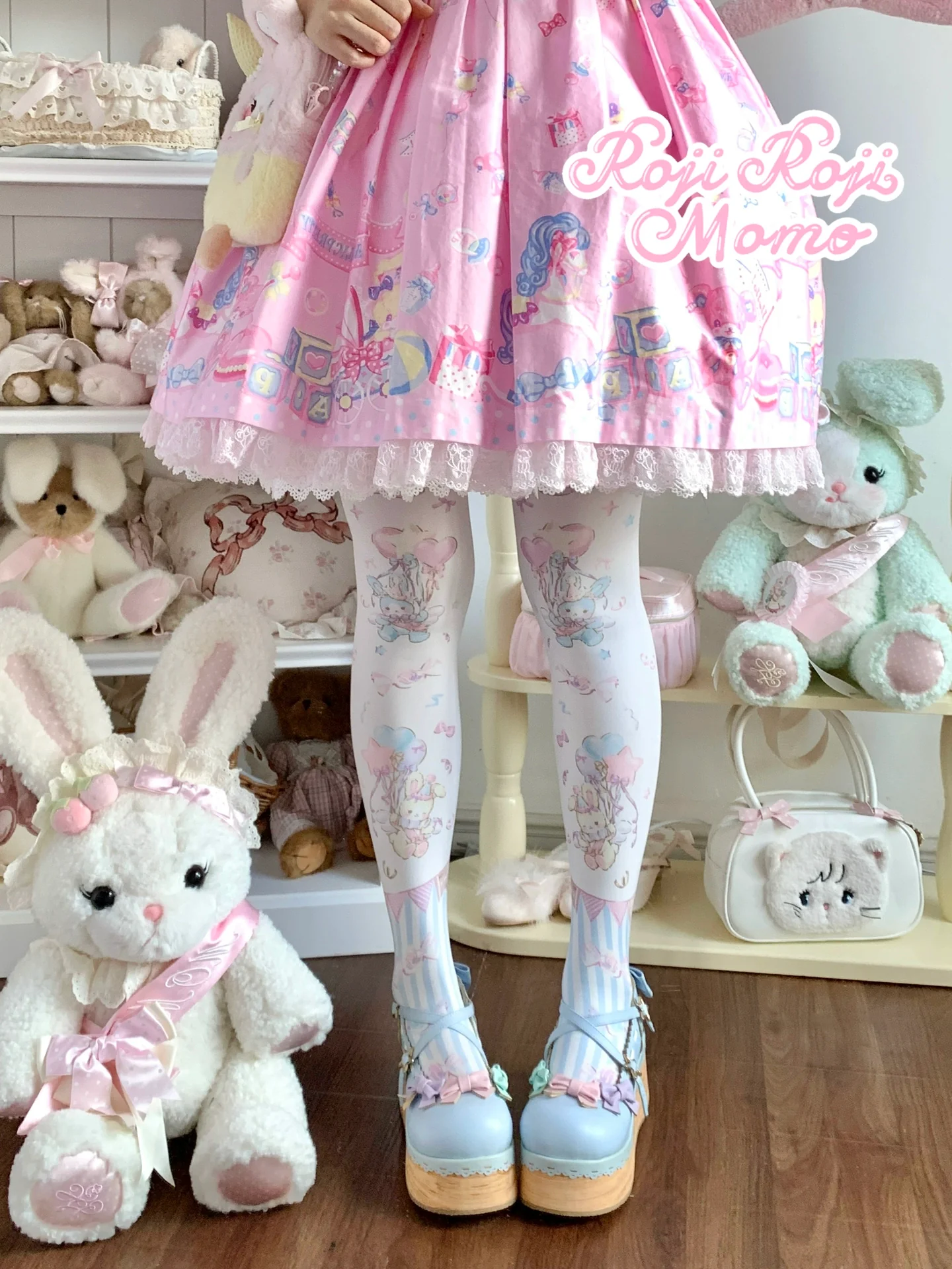 Roji Roji - Bunny Printed Sweet Lolita Pantyhose