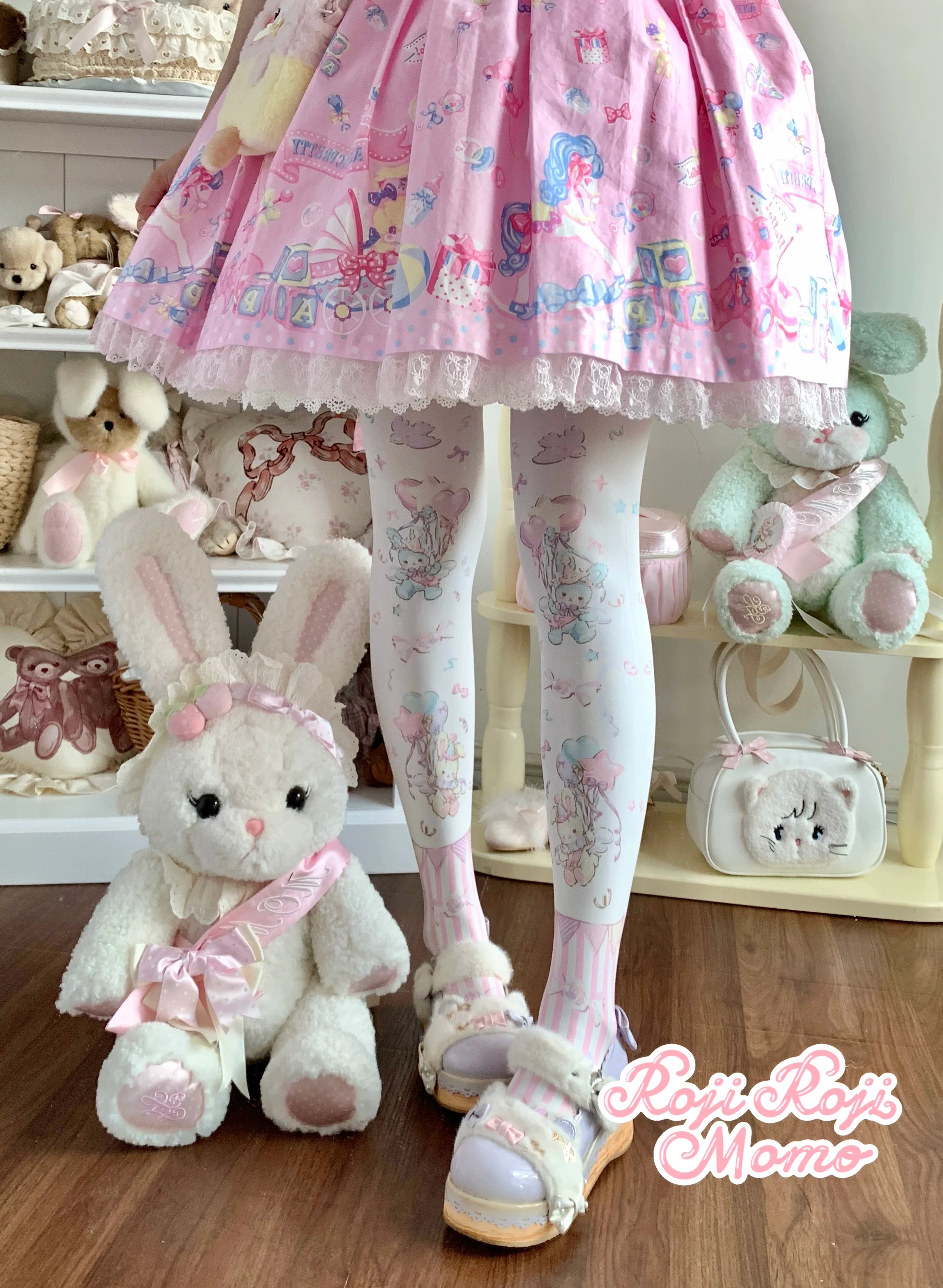Roji Roji - Bunny Printed Sweet Lolita Pantyhose - Image 3