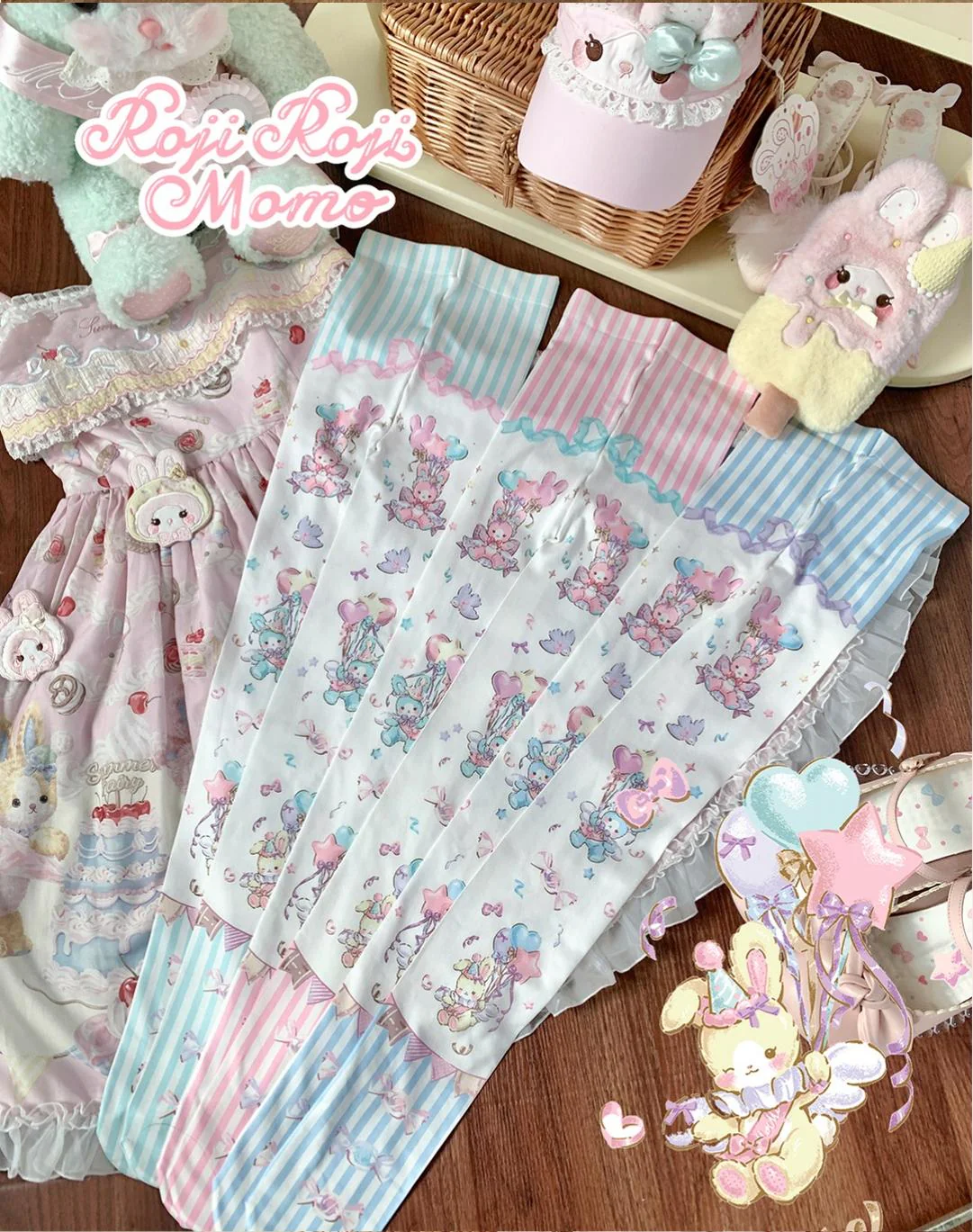 Roji Roji - Bunny Printed Sweet Lolita Pantyhose - Image 4