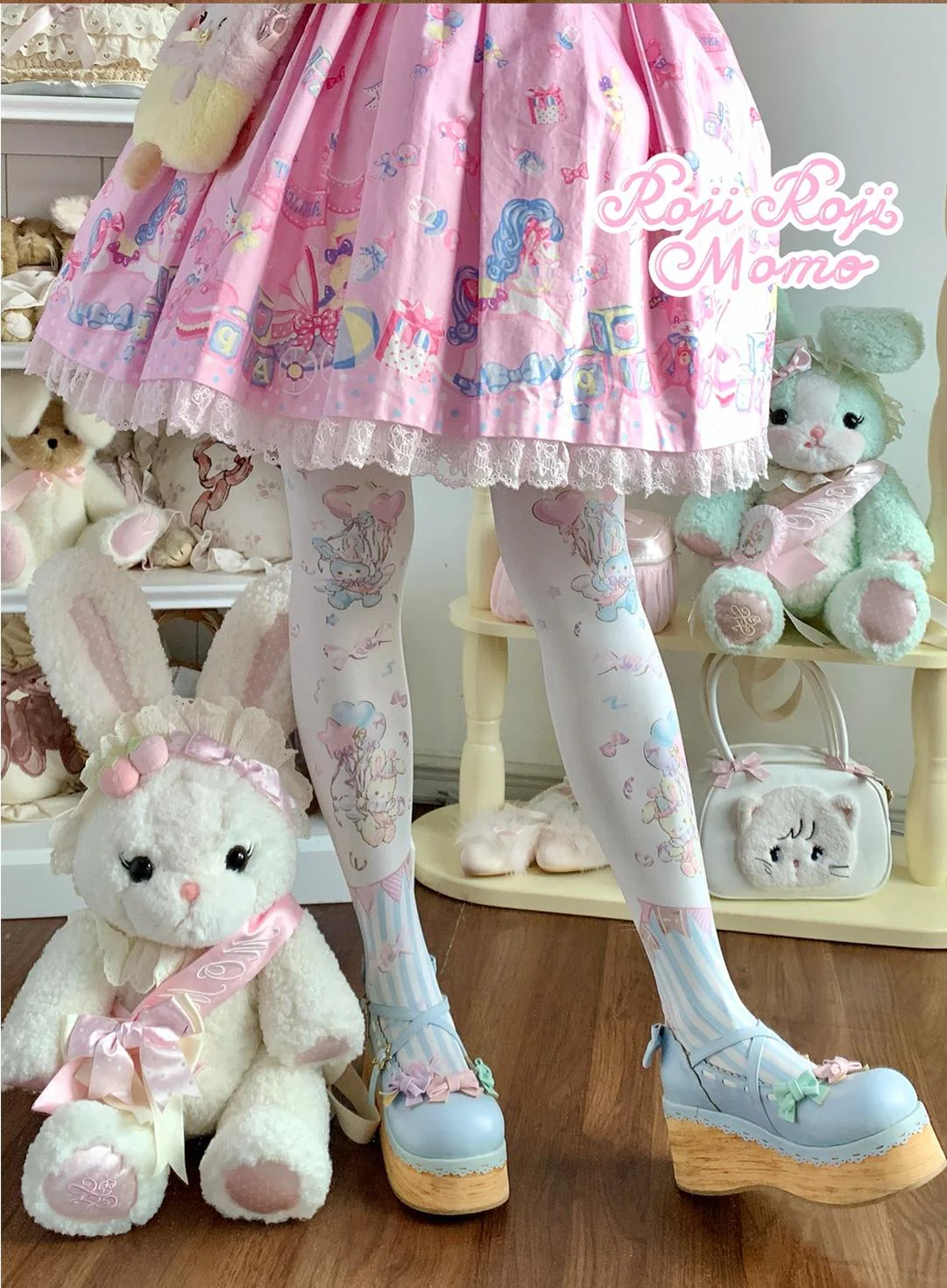 Roji Roji - Bunny Printed Sweet Lolita Pantyhose - Image 6