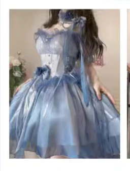 Meowing and fruity - Elegant Lolita Gradient Dark Blue Prom Dress Set - Image 9