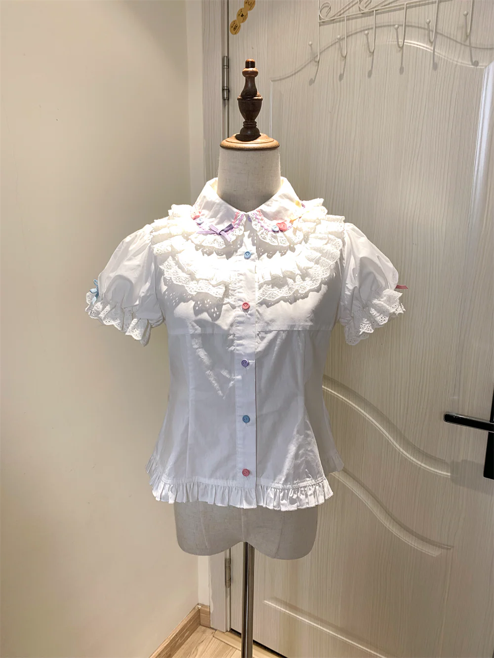 Cute More - Candy Colored Sweet Lolita Blouse, Ruffled Collar - Image 3