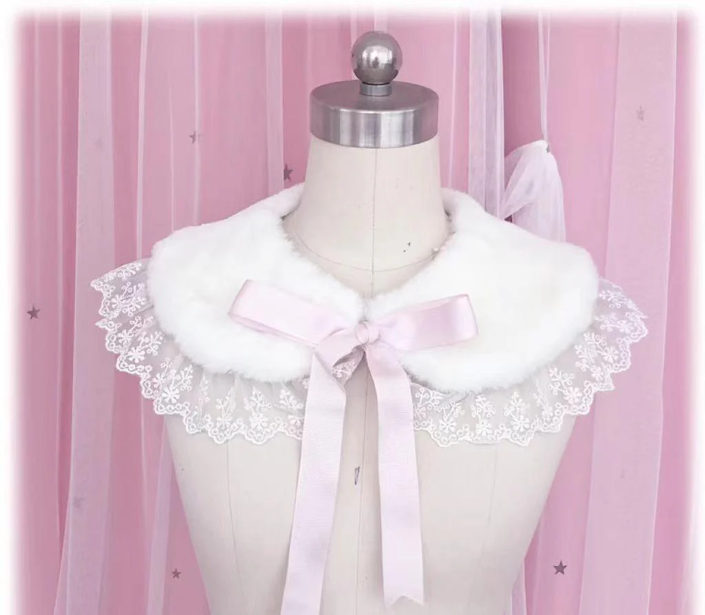 Winter Lolita False Collar Plush Bow Collar Scarf - Image 5