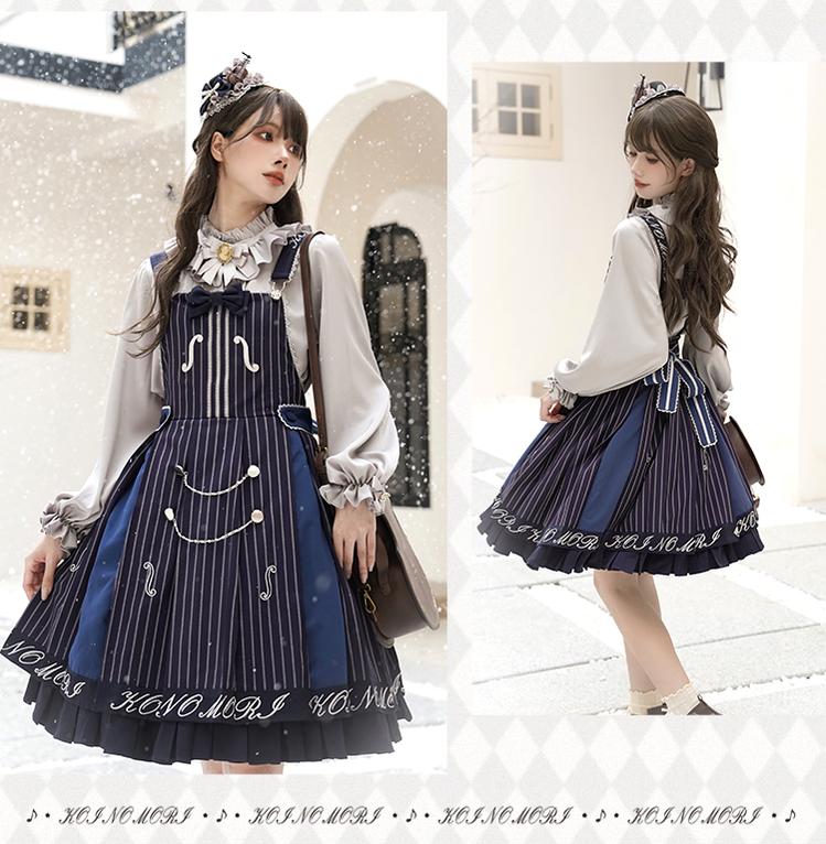 Classic Lolita Salopette Set Violin Preppy Style Dress - Image 12
