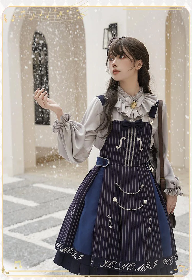 Classic Lolita Salopette Set Violin Preppy Style Dress - Image 13