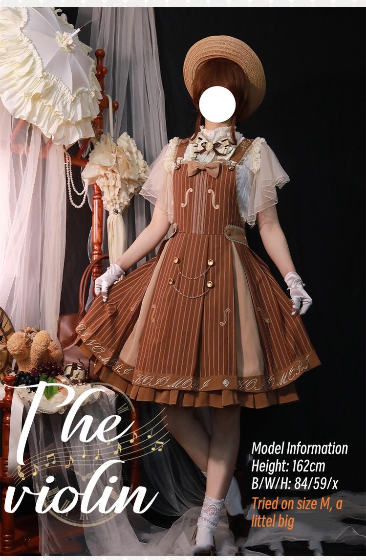 Classic Lolita Salopette Set Violin Preppy Style Dress - Image 20