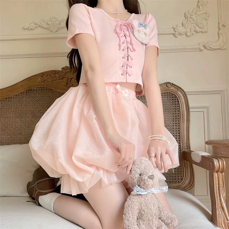 Casual Lolita Bloomers, Solid Color Organza Shorts - Image 12