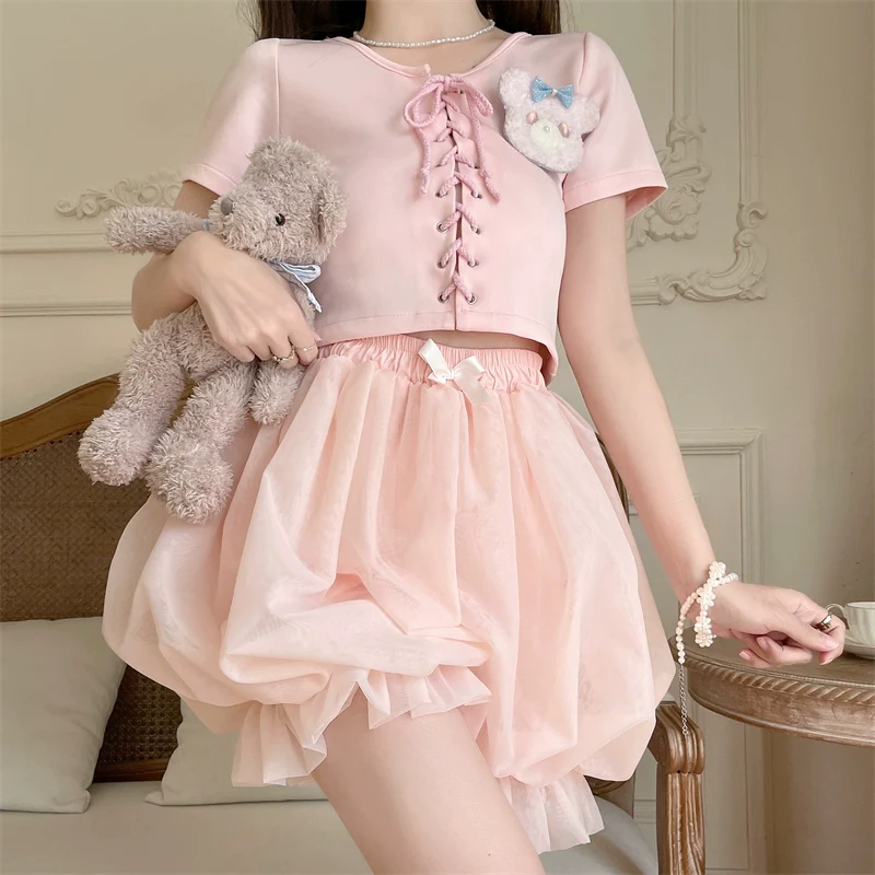 Casual Lolita Bloomers, Solid Color Organza Shorts - Image 14