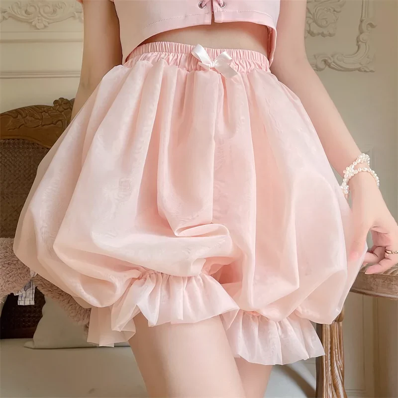 Casual Lolita Bloomers, Solid Color Organza Shorts - Image 16
