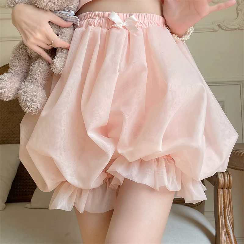 Casual Lolita Bloomers, Solid Color Organza Shorts - Image 17
