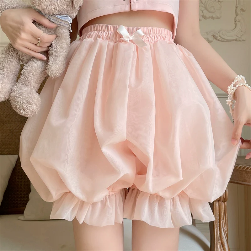 Casual Lolita Bloomers, Solid Color Organza Shorts - Image 21