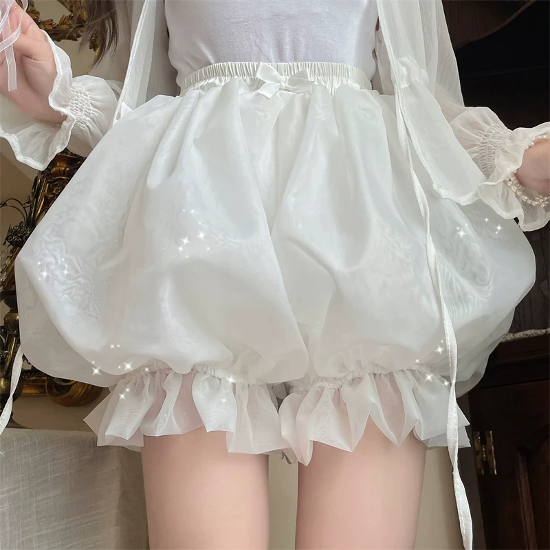 Casual Lolita Bloomers, Solid Color Organza Shorts - Image 5