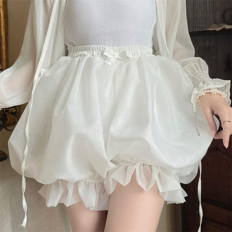 Casual Lolita Bloomers, Solid Color Organza Shorts - Image 6