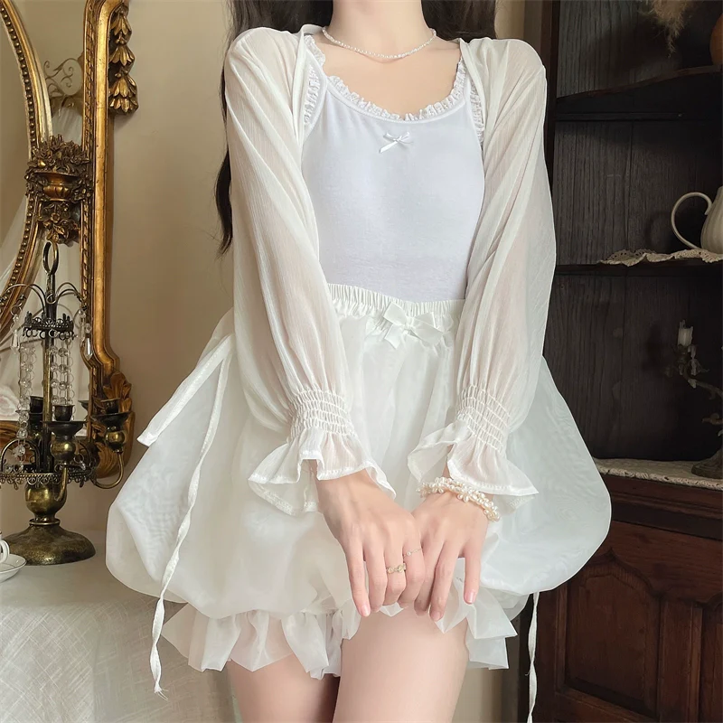 Casual Lolita Bloomers, Solid Color Organza Shorts - Image 8