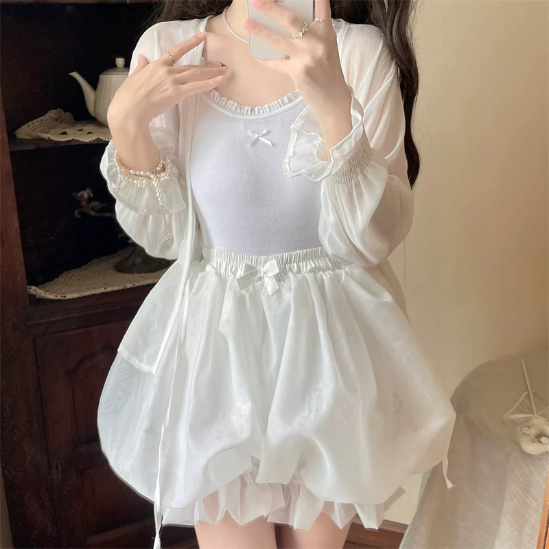 Casual Lolita Bloomers, Solid Color Organza Shorts - Image 9