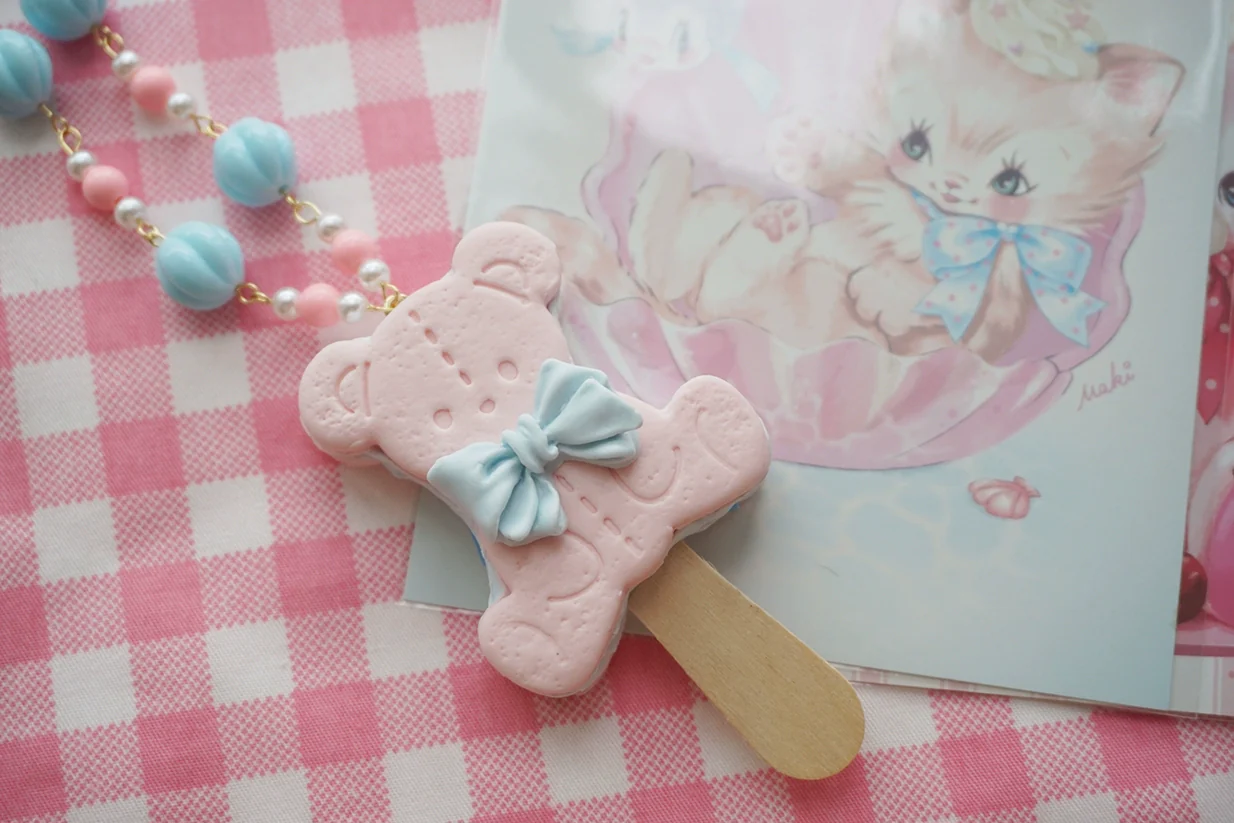 Kawaii Lolita Necklace Bear Biscuit Ice Cream Handmade Clay Necklace - Image 7