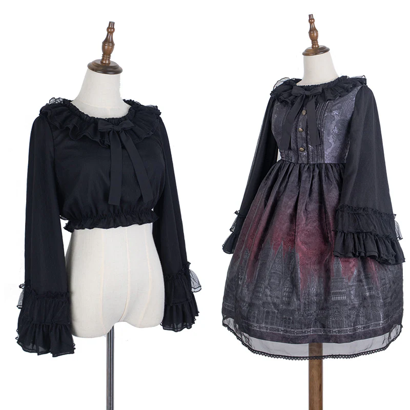 Plus Size Lolita Blouse Cheese Chocolate Long Sleeve - Image 10