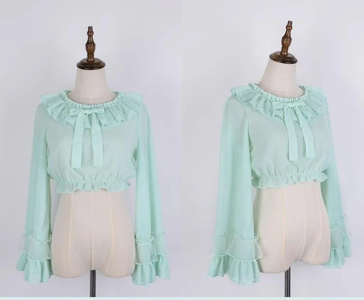 Plus Size Lolita Blouse Cheese Chocolate Long Sleeve - Image 11