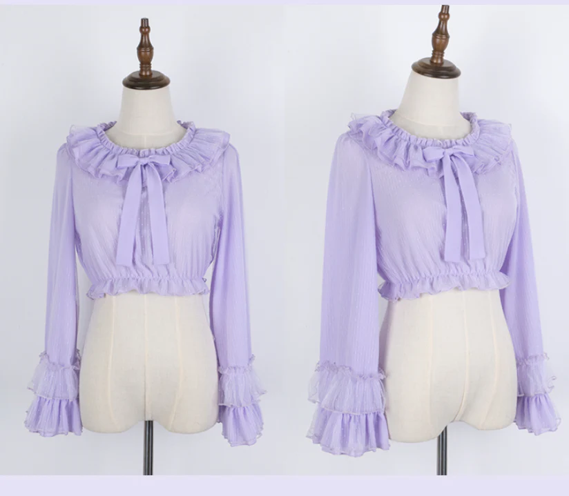 Plus Size Lolita Blouse Cheese Chocolate Long Sleeve - Image 12