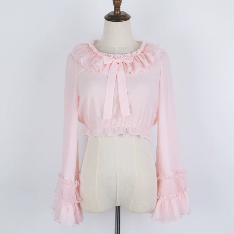 Plus Size Lolita Blouse Cheese Chocolate Long Sleeve - Image 4