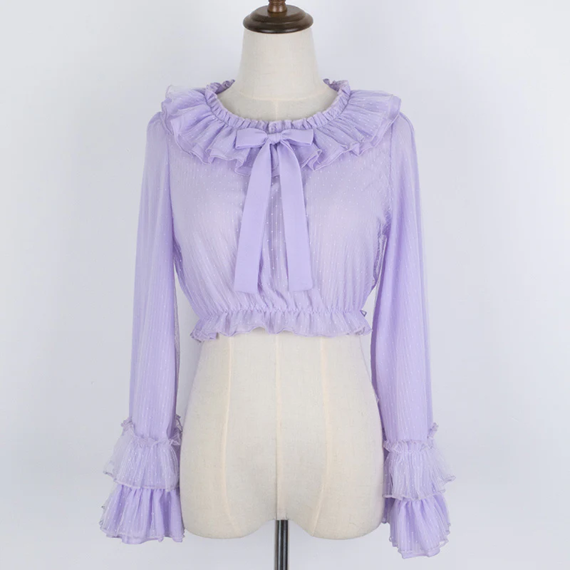 Plus Size Lolita Blouse Cheese Chocolate Long Sleeve - Image 5