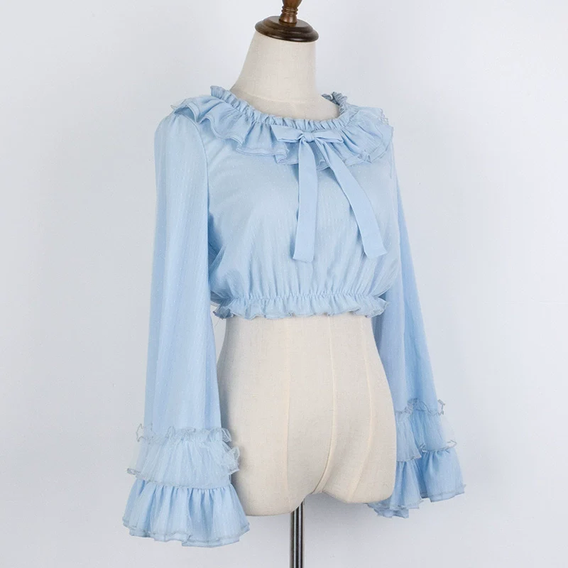 Plus Size Lolita Blouse Cheese Chocolate Long Sleeve - Image 6