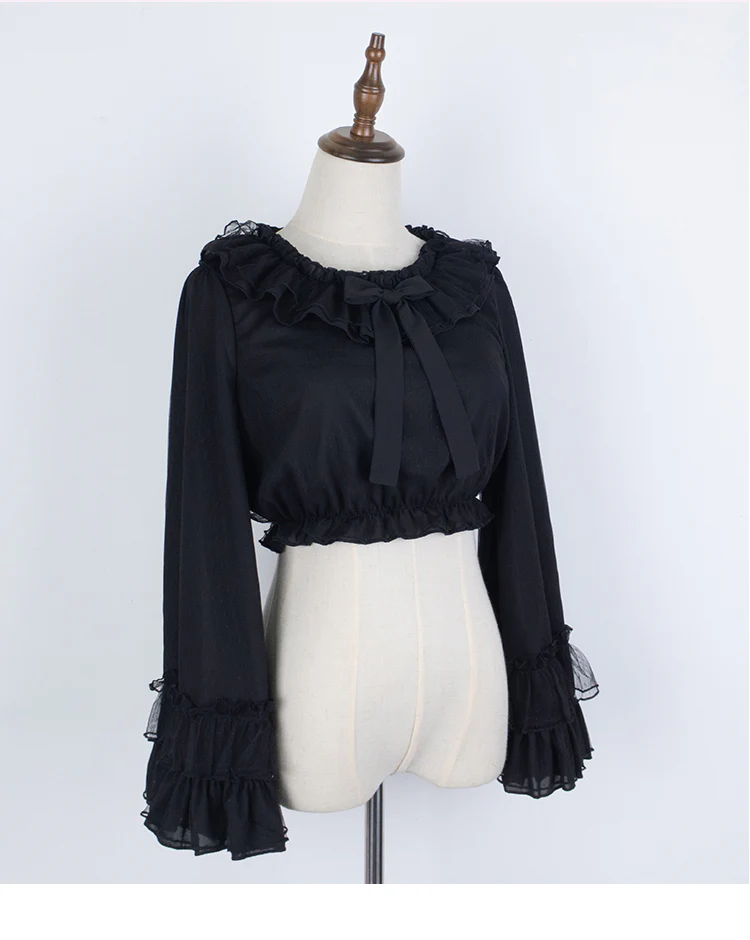 Plus Size Lolita Blouse Cheese Chocolate Long Sleeve - Image 7