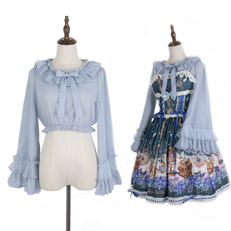 Plus Size Lolita Blouse Cheese Chocolate Long Sleeve - Image 9