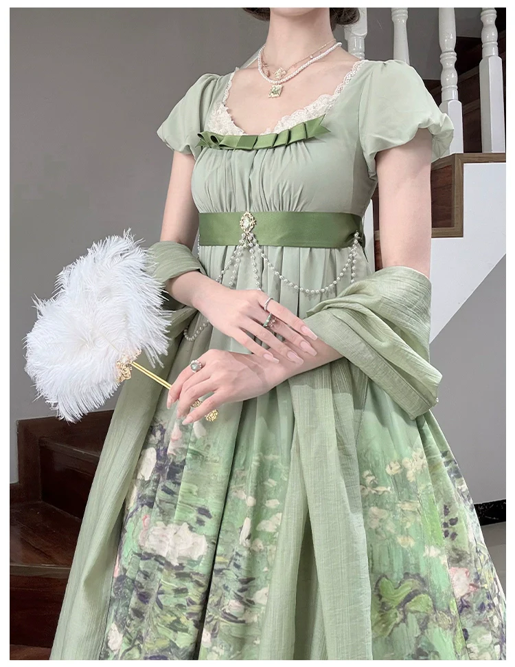 With PUJI - Blooming Rose - Chiffon Classic Lolita Dress Set Painting Styled OP & JSK - Image 40