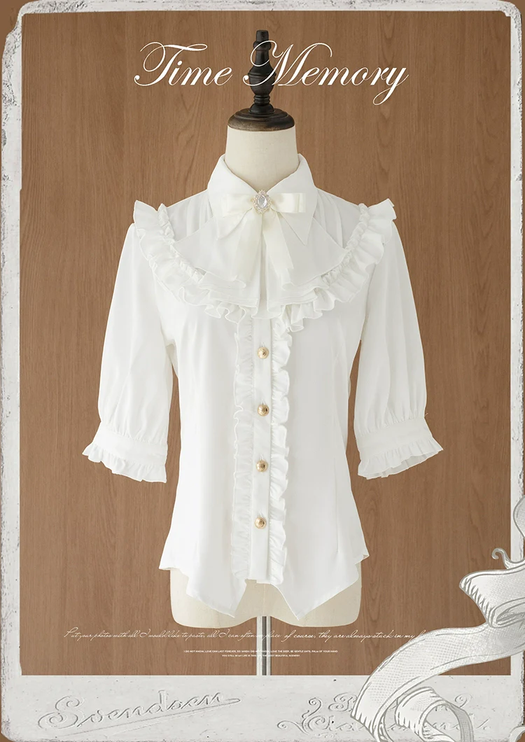 Earl Girl - Chiffon Classic Lolita Shirt, Mid-Length Mutton Sleeves