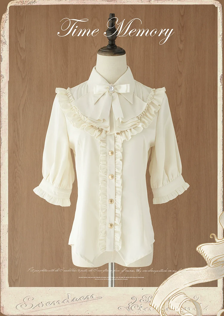 Earl Girl - Chiffon Classic Lolita Shirt, Mid-Length Mutton Sleeves - Image 2