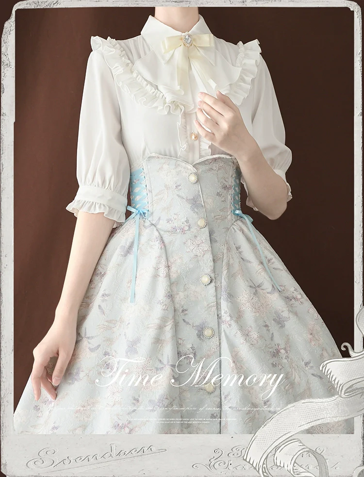 Earl Girl - Chiffon Classic Lolita Shirt, Mid-Length Mutton Sleeves - Image 22