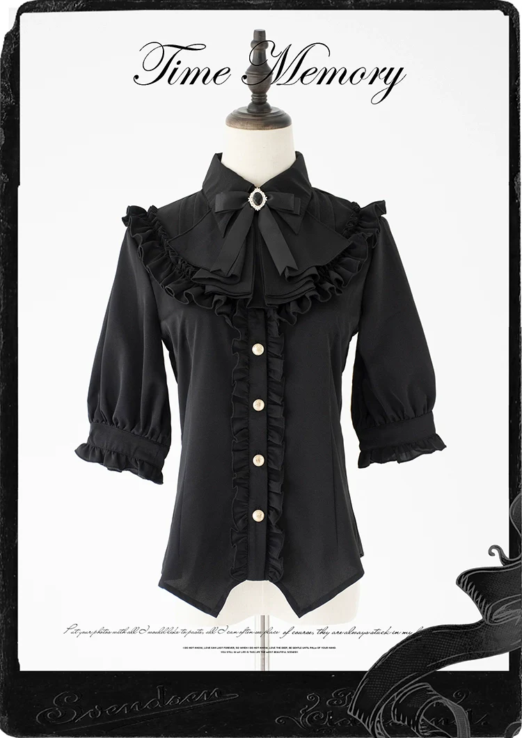 Earl Girl - Chiffon Classic Lolita Shirt, Mid-Length Mutton Sleeves - Image 3