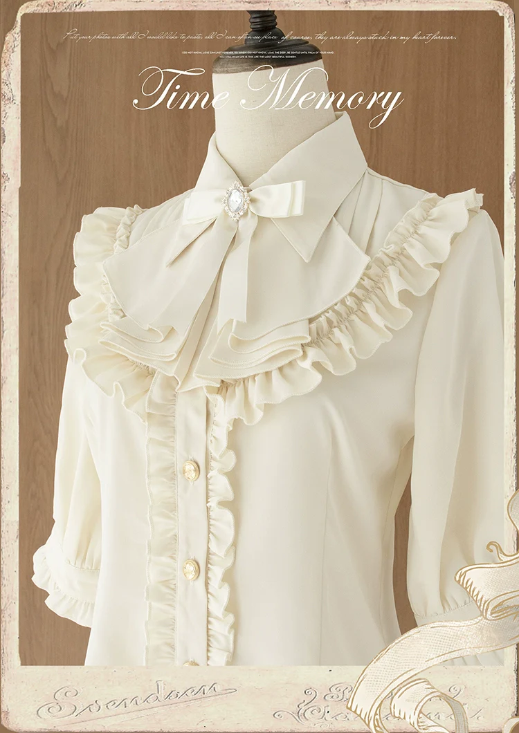 Earl Girl - Chiffon Classic Lolita Shirt, Mid-Length Mutton Sleeves - Image 30