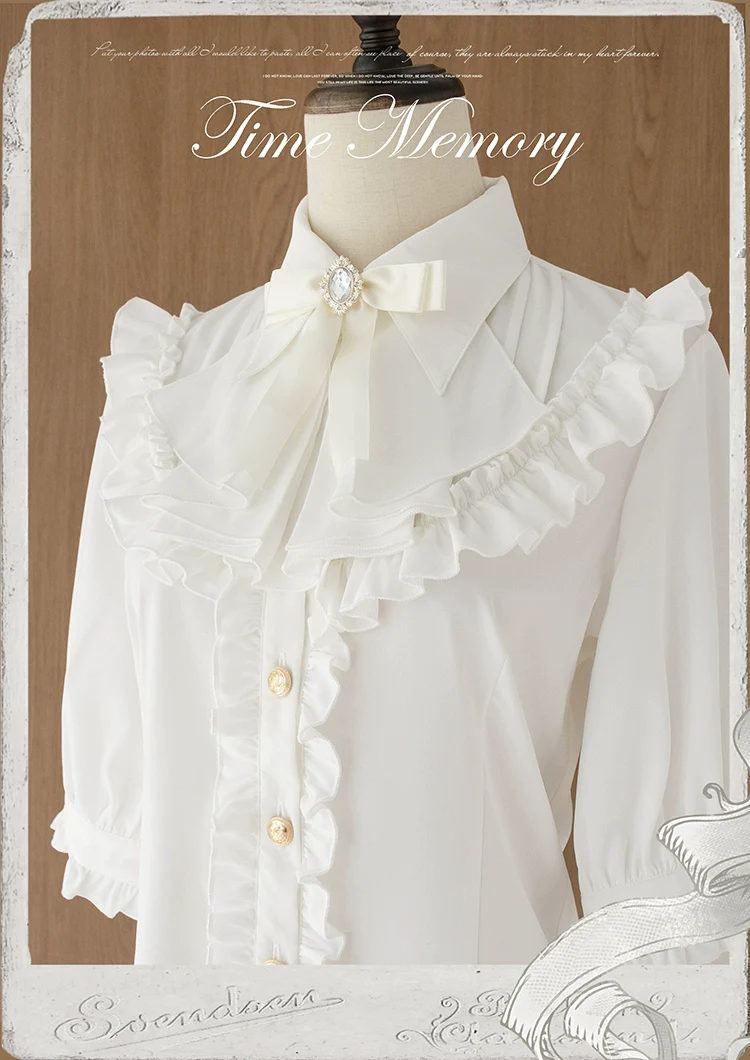 Earl Girl - Chiffon Classic Lolita Shirt, Mid-Length Mutton Sleeves - Image 31