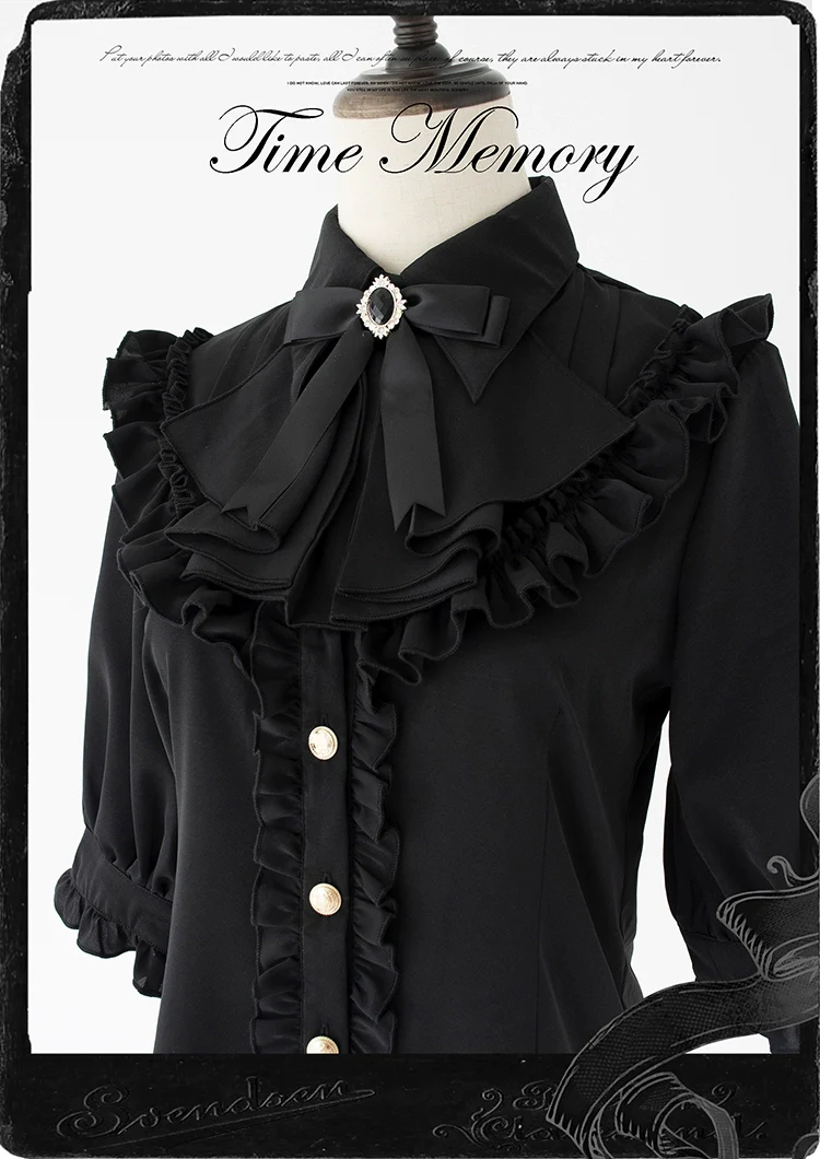 Earl Girl - Chiffon Classic Lolita Shirt, Mid-Length Mutton Sleeves - Image 32