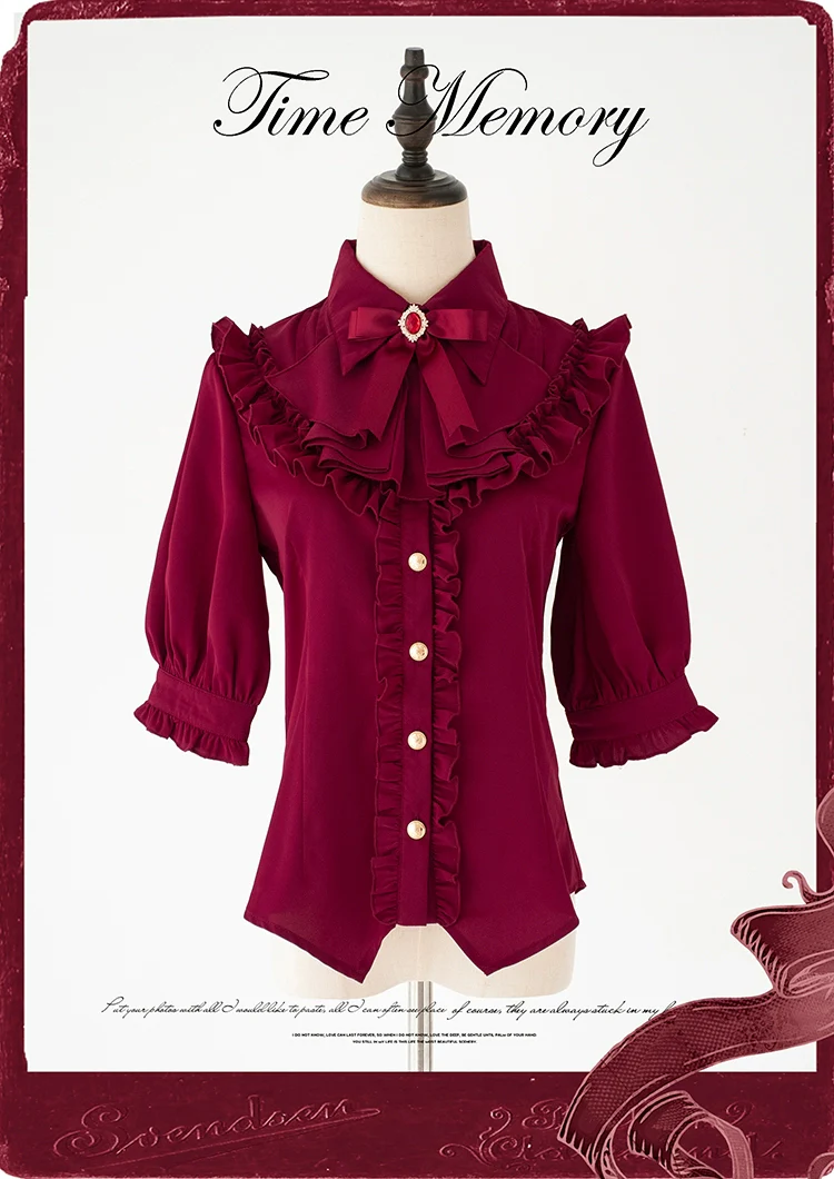 Earl Girl - Chiffon Classic Lolita Shirt, Mid-Length Mutton Sleeves - Image 4
