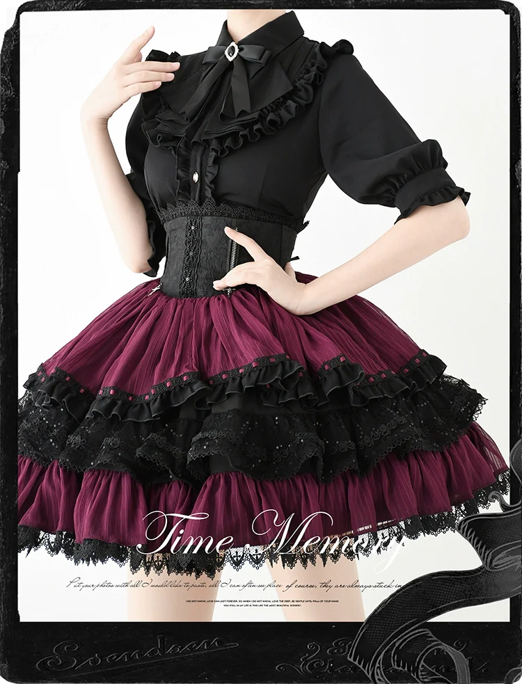 Earl Girl - Chiffon Classic Lolita Shirt, Mid-Length Mutton Sleeves - Image 9