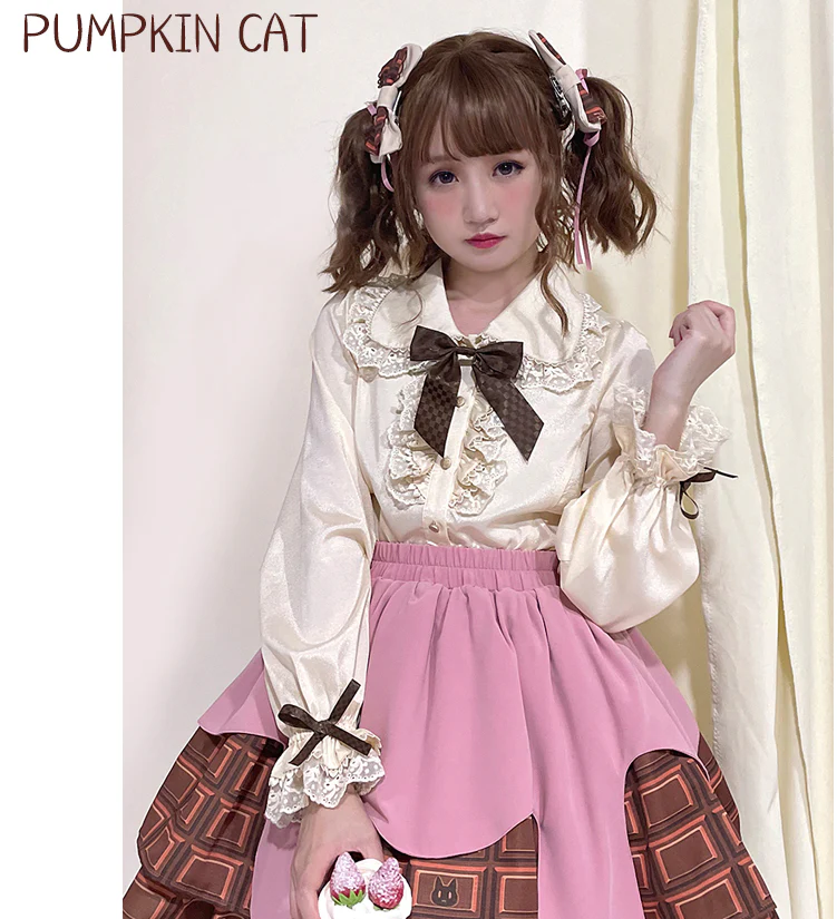 Chocolate Heart - Sweet Lolita Long Sleeve Blouse Multicolors - Image 17